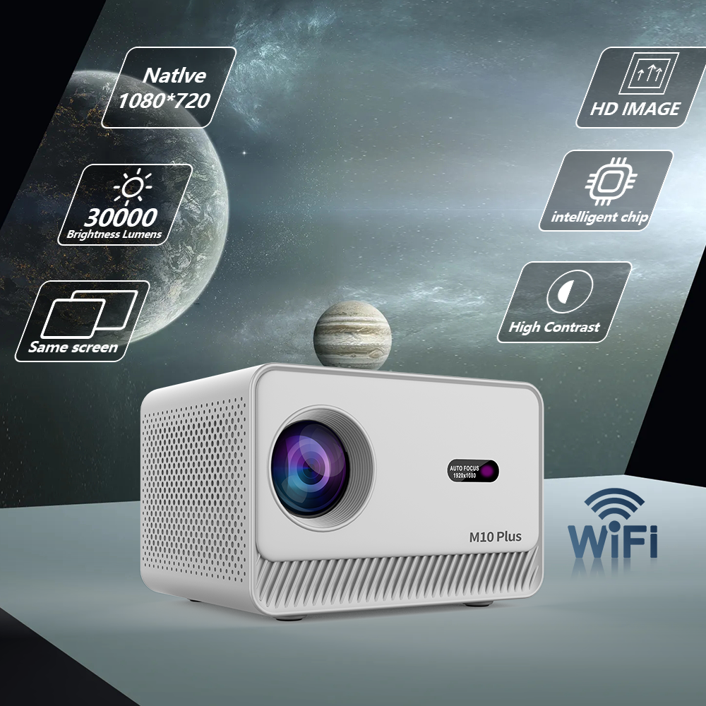 M10 Plus: Mini LED Projector with Android 11.0, BT, Built-in Speaker, HDMI, Remote Control, 200 ANSI Lumens Brightness, Ideal for Home Cinema and Presentations