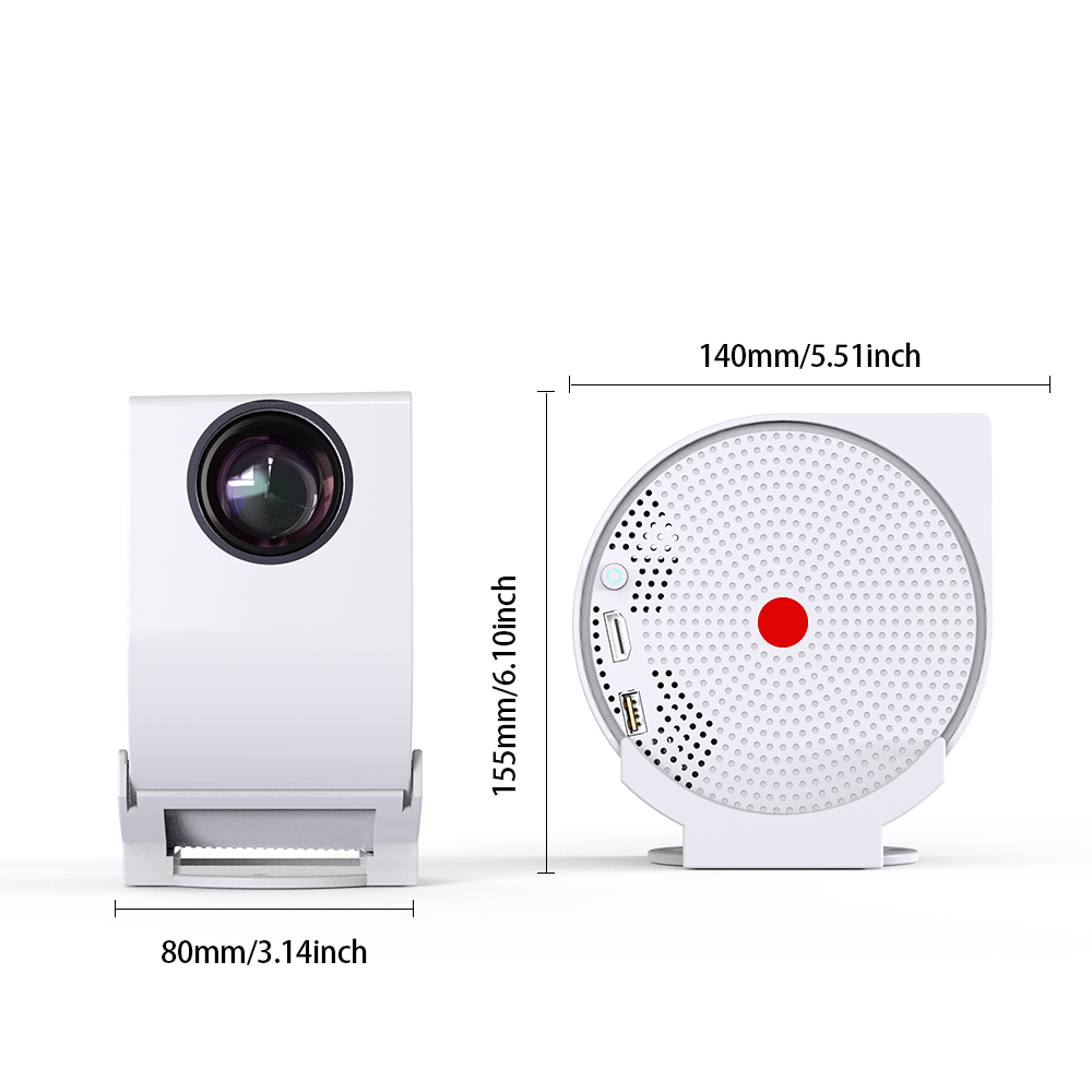 HRSZ04 Mini Projector – 720P Full HD, 120 ANSI Lumens | Android OS | HDMI | USB |Type-C Powered | Built-in Speakers & Remote Control