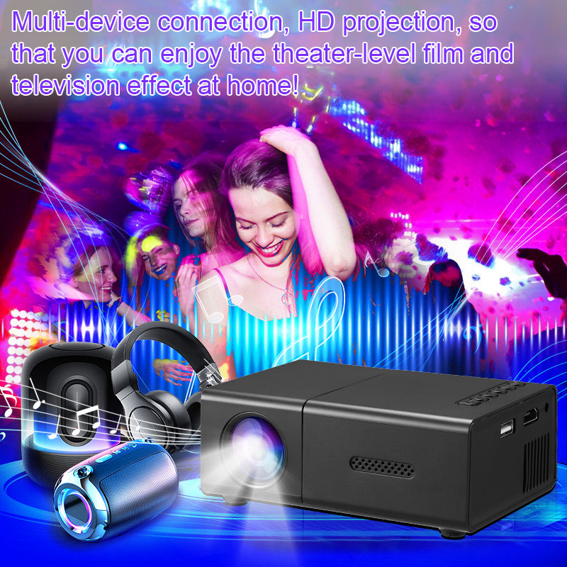 YG300 Mini Pocket Projector | USB, HDMI,Type-C | Connects with Power Bank | Built-in Audio Speakers | Home Cinema |