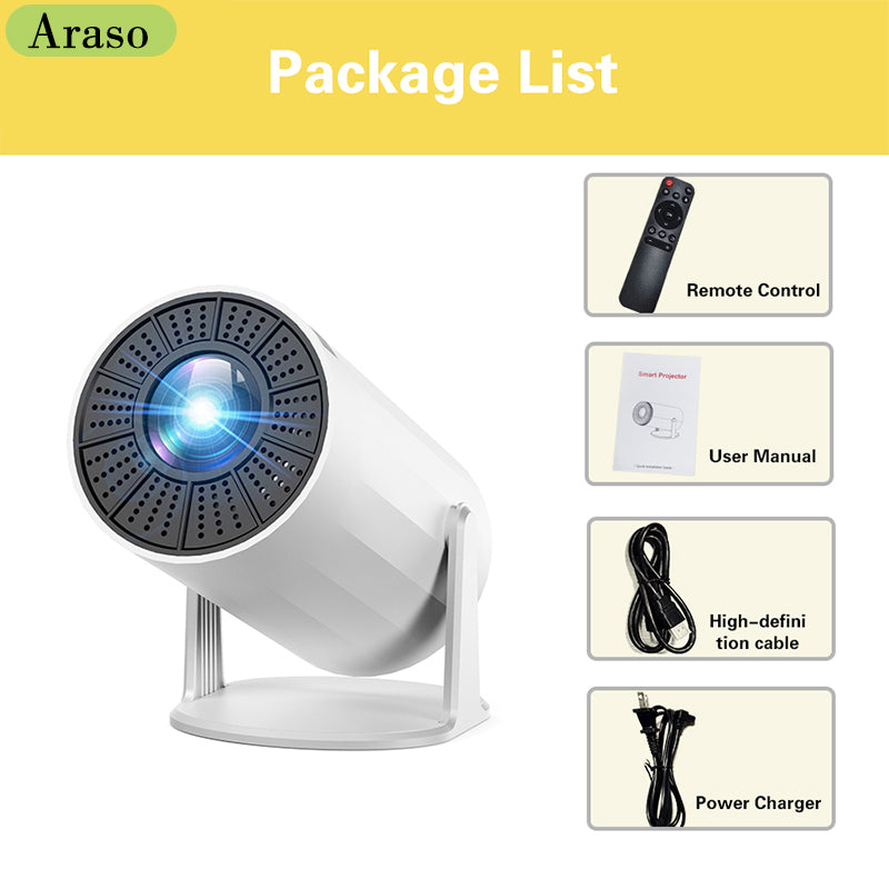 Portable Mini Projector | 180° Rotatable | 720p Resolution | WiFi | Bluetooth | Built-in Audio Speaker | Perfect for Home Theater & Bedroom Use