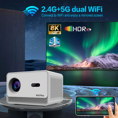 M10 Plus: Mini LED Projector with Android 11.0, BT, Built-in Speaker, HDMI, Remote Control, 200 ANSI Lumens Brightness, Ideal for Home Cinema and Presentations