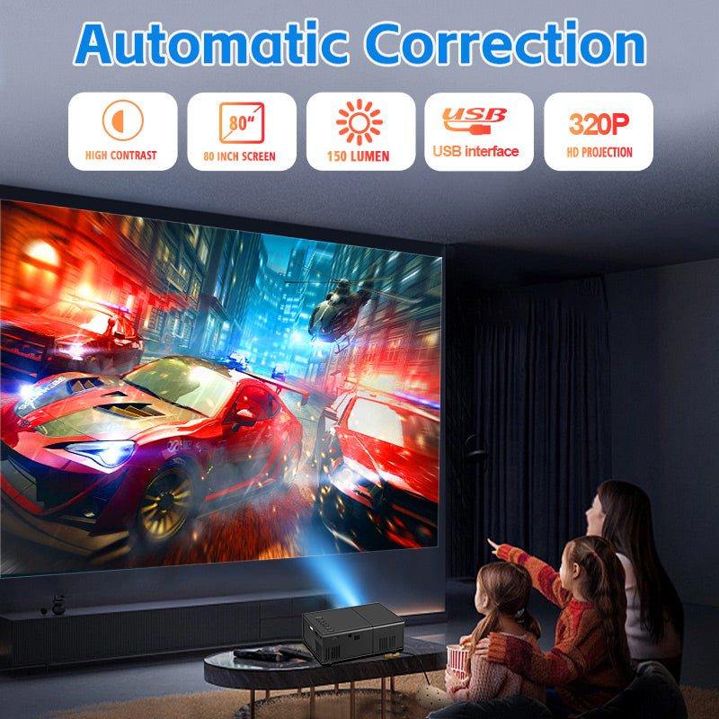 YG300 Mini Pocket Projector | USB, HDMI,Type-C | Connects with Power Bank | Built-in Audio Speakers | Home Cinema |