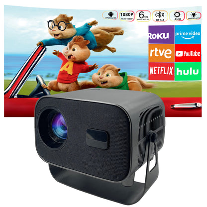 Portable Projector | Home Theater | Android 11 | WiFi | 6 LED HD 4K | 3D 200 ANSI |1080P Built-in Speakers